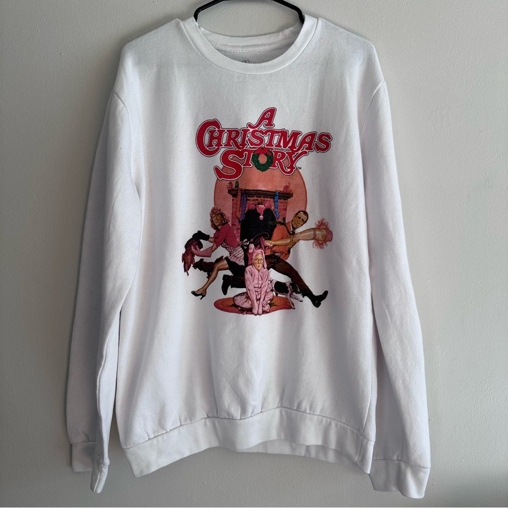 Ripple Junction A Christmas Story White Graphic Crewneck Sweater